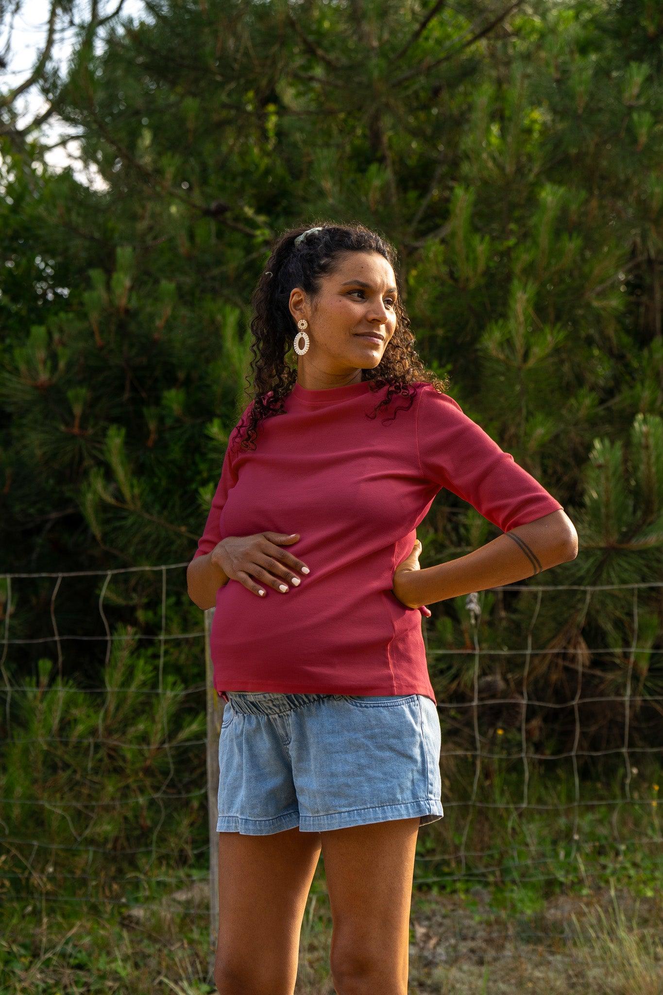 Tee-shirt framboise à nouer - Monaloa