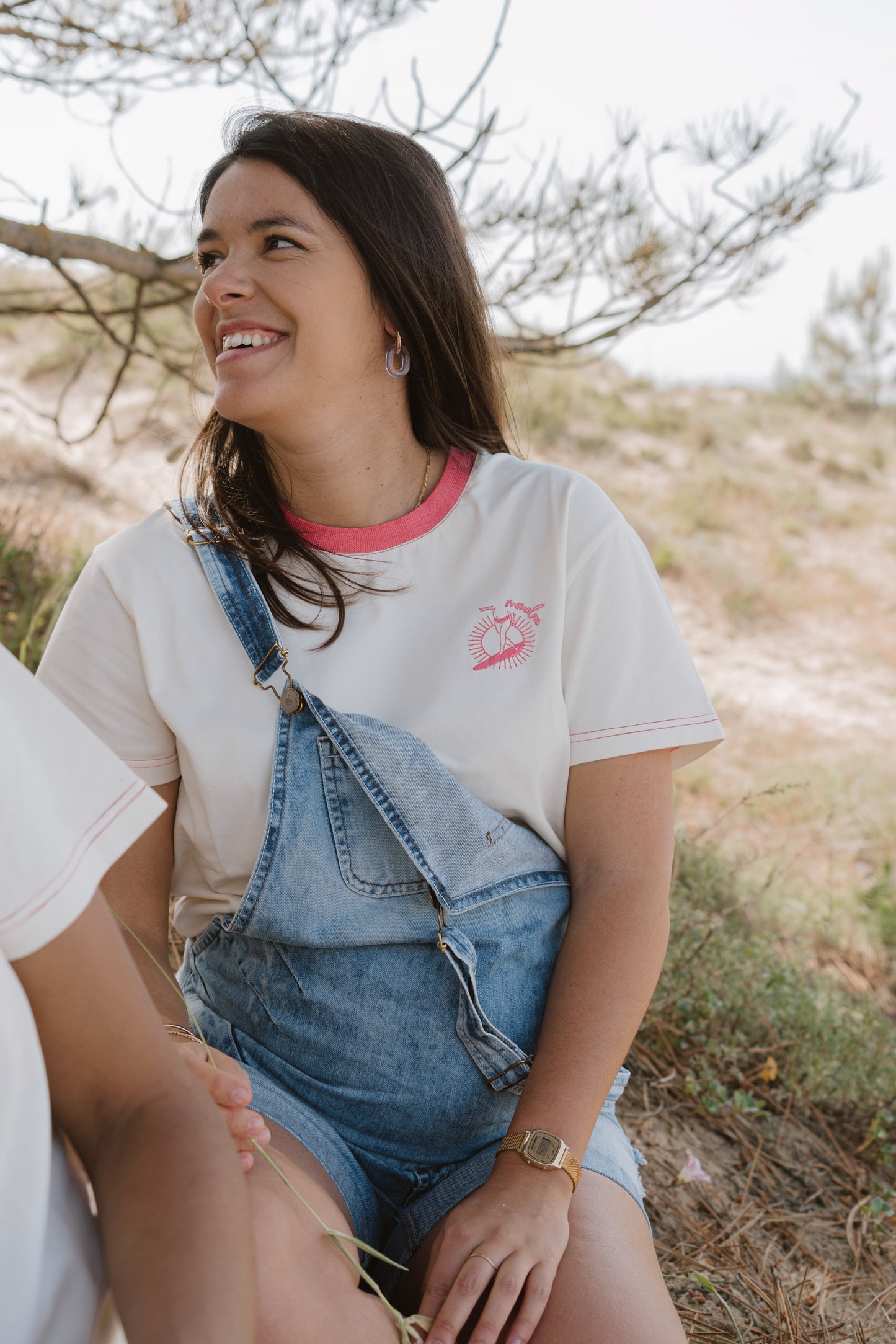 Tee-shirt col fushia