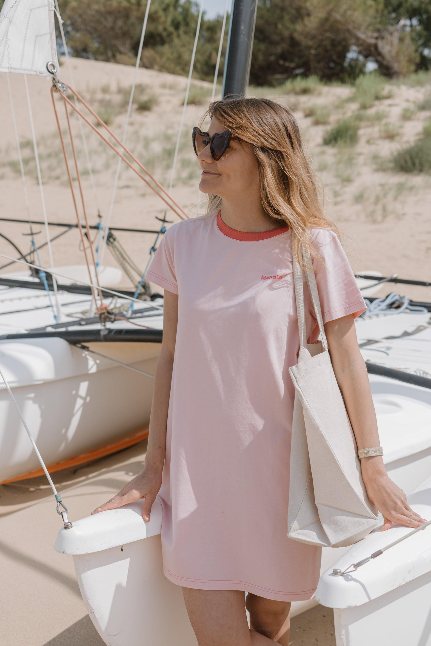 L'Imparfaite Robe tee-shirt rose - Monaloa