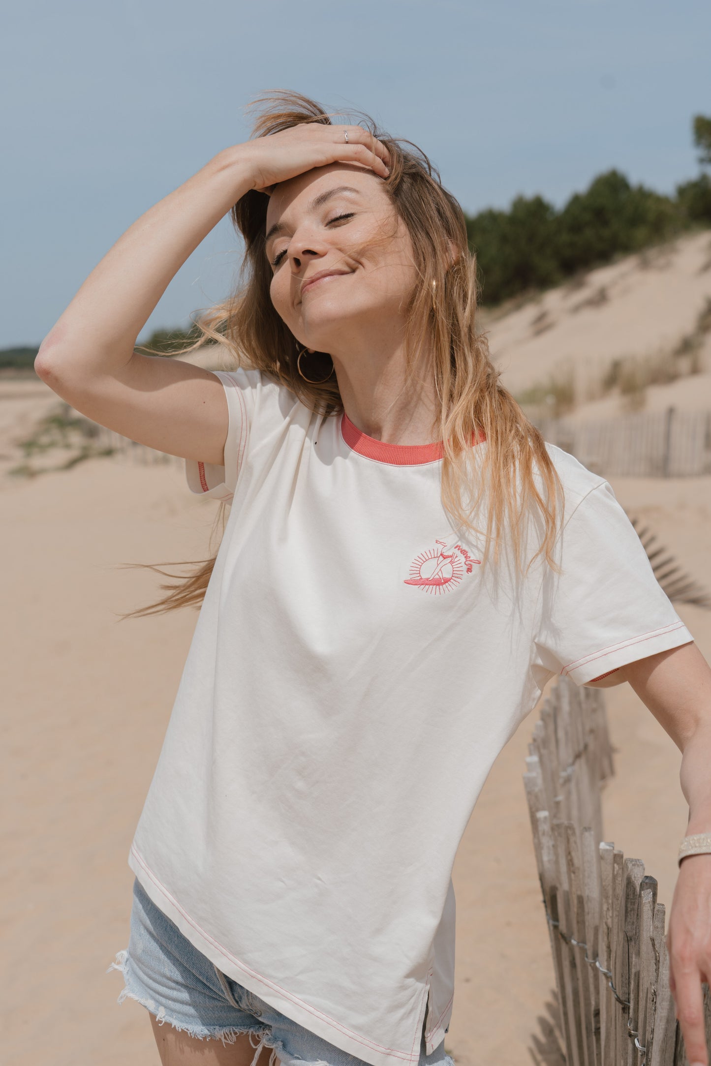 Tee-shirt col fushia