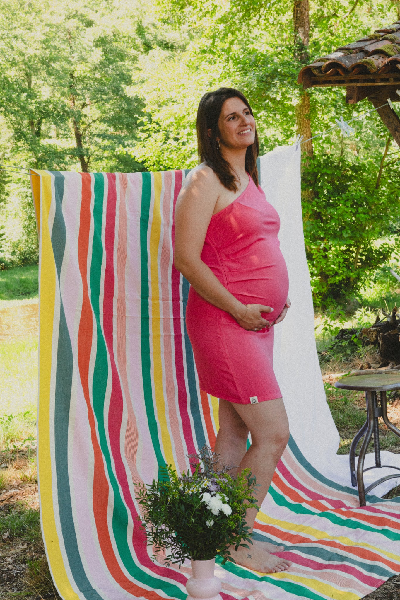 Robe asymétrique Rose framboise