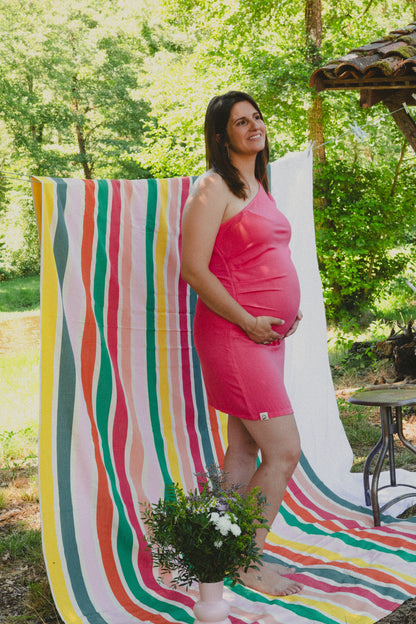 Robe asymétrique Rose framboise