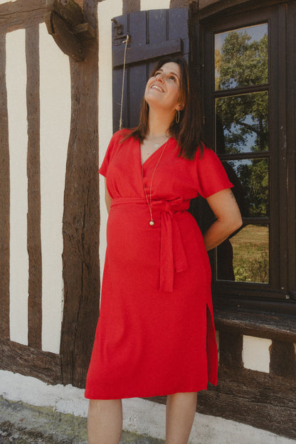 Robe drapée Rouge