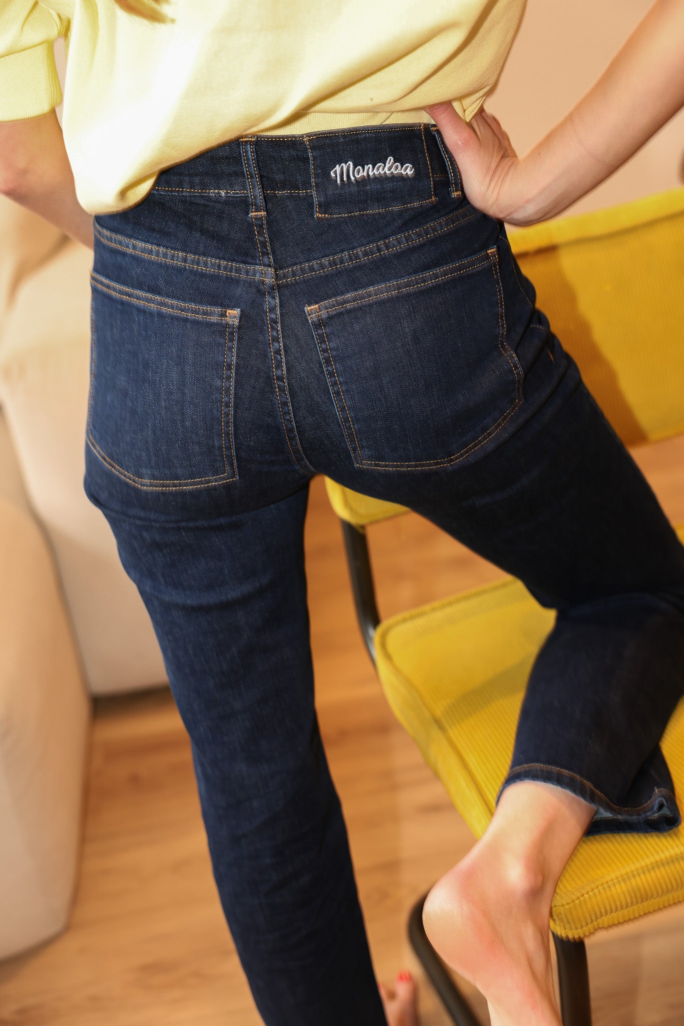 Jean croisé bleu foncé - Monaloa