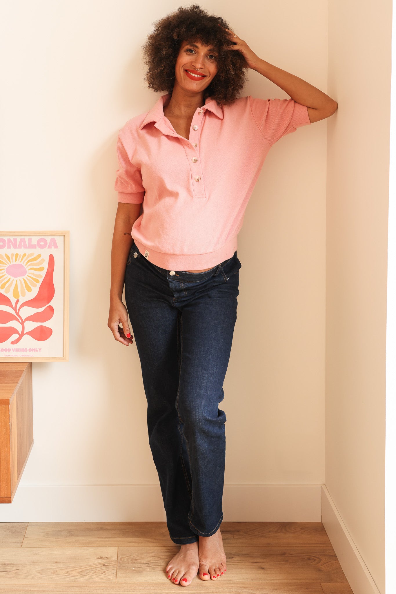 Jean croisé bleu foncé - Monaloa