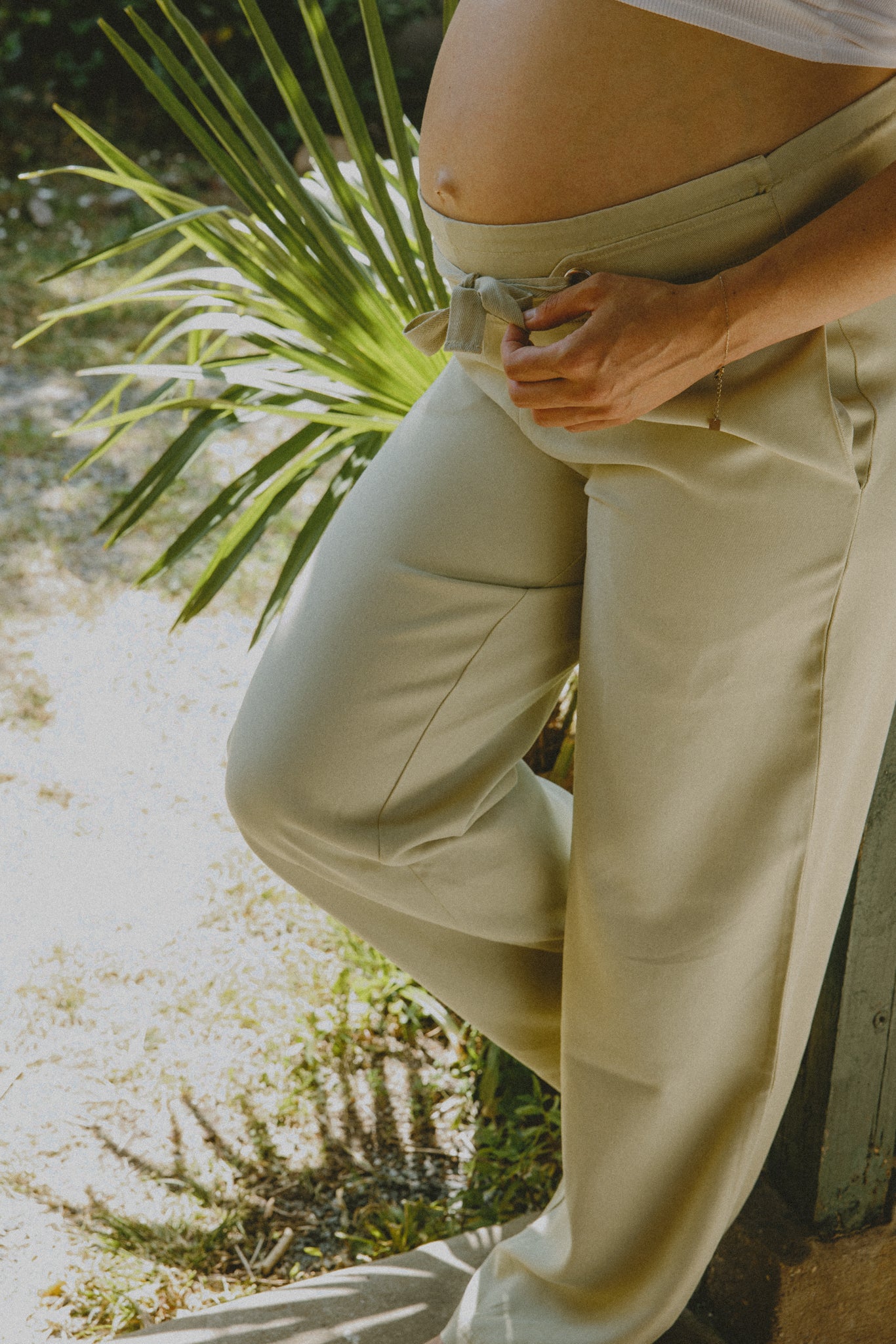 Pantalon taille haute Pistache