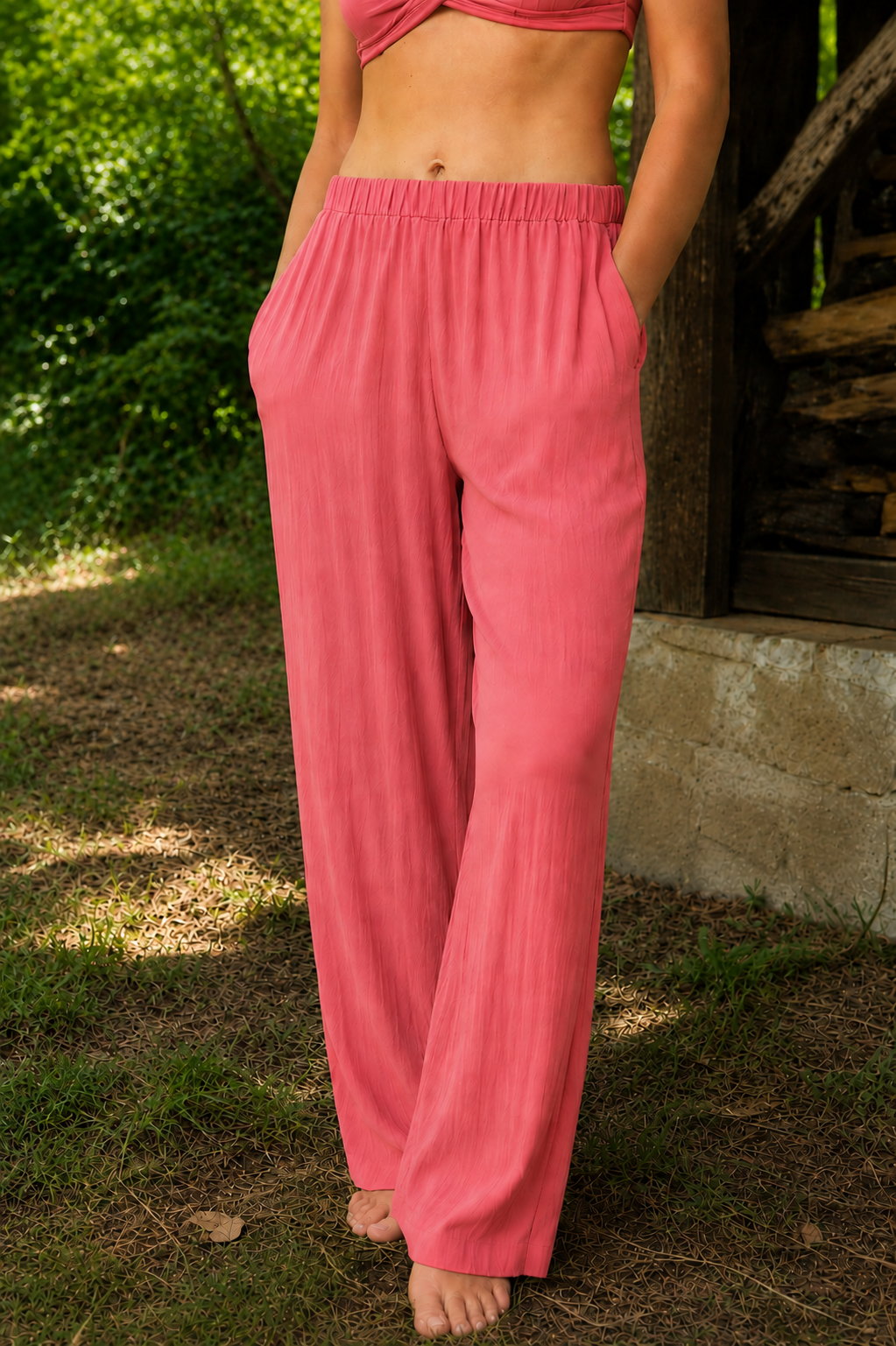 Pantalon Rose framboise