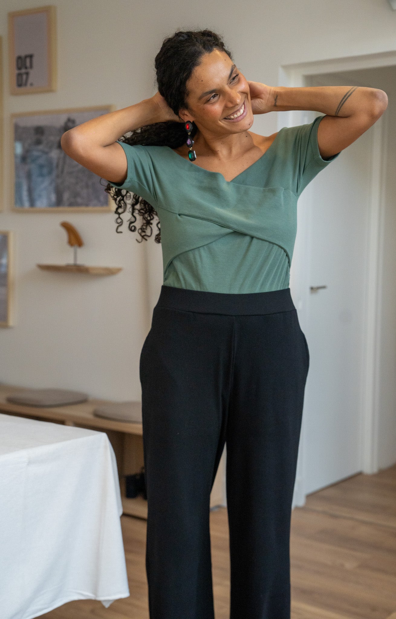 Pantalon taille haute Noir