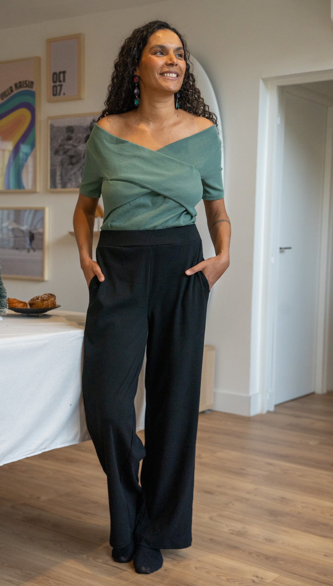 Pantalon taille haute Noir