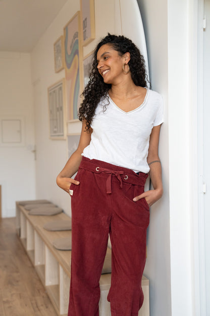Pantalon velours Bordeaux