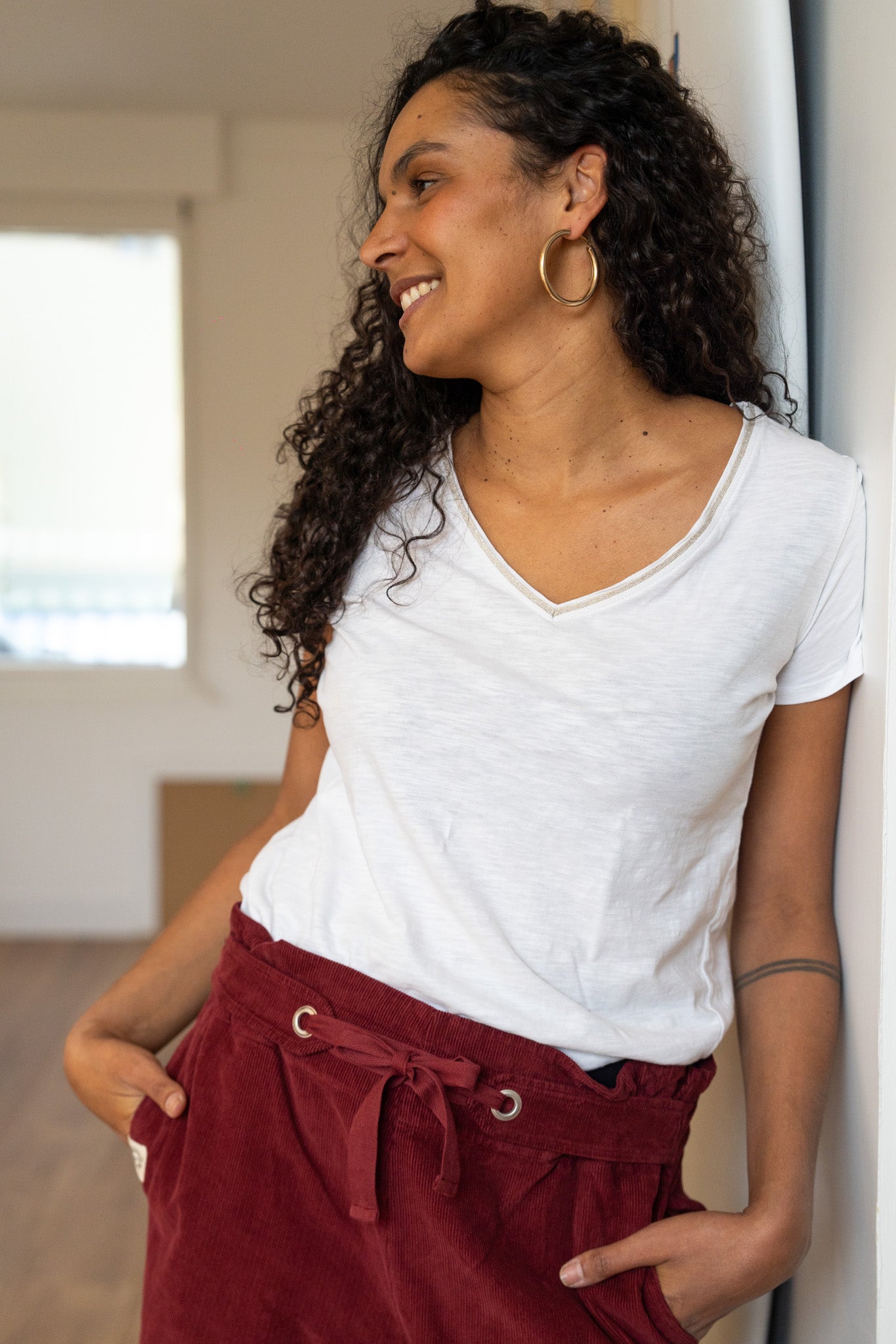 Pantalon velours Bordeaux