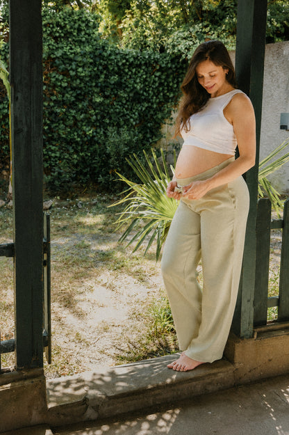 Pantalon taille haute Pistache