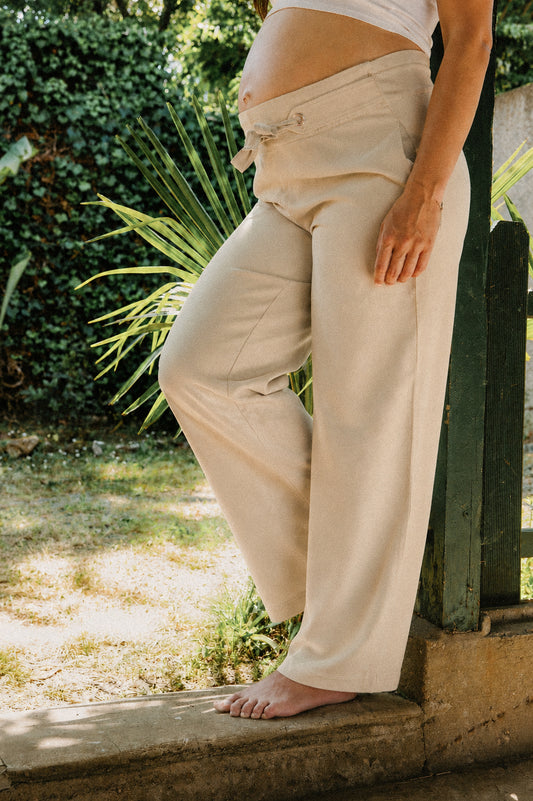 Pantalon taille haute Beige - Monaloa