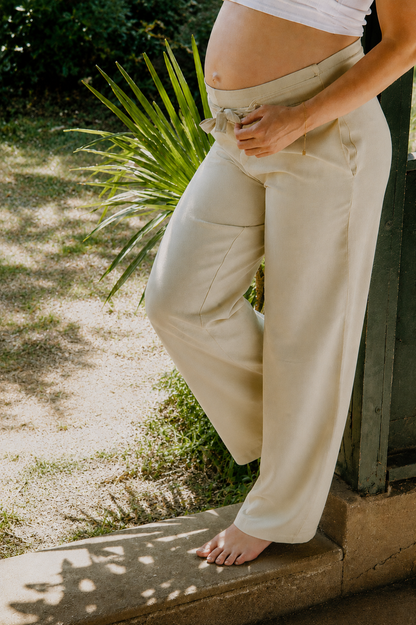 Pantalon taille haute Beige