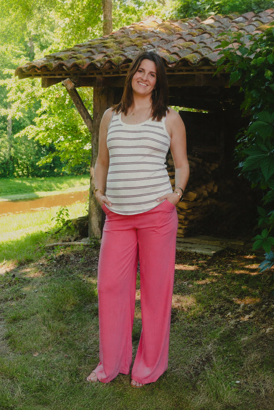 Pantalon Rose framboise